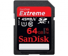 SanDisk Extreme SDXC Class 10 UHS-I Memory Card 64GB Up to 45MB/s