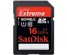 SanDisk Extreme SDHC Class 10 UHS-I Memory Card 16GB - Speed up to 80MB/s