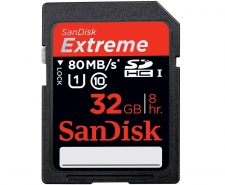 SanDisk Extreme SDXC Class 10 UHS-I Memory Card 32GB - Speed up to 80MB/s