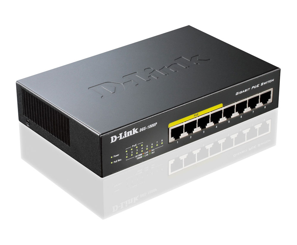 DGS-1008P 8-Port Gigabit PoE Unmanaged Desktop Switch