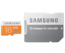 Samsung EVO Class 10 UHS-I MicroSDHC Card 16GB (Up To 48MB/s) with SD Adapter Image