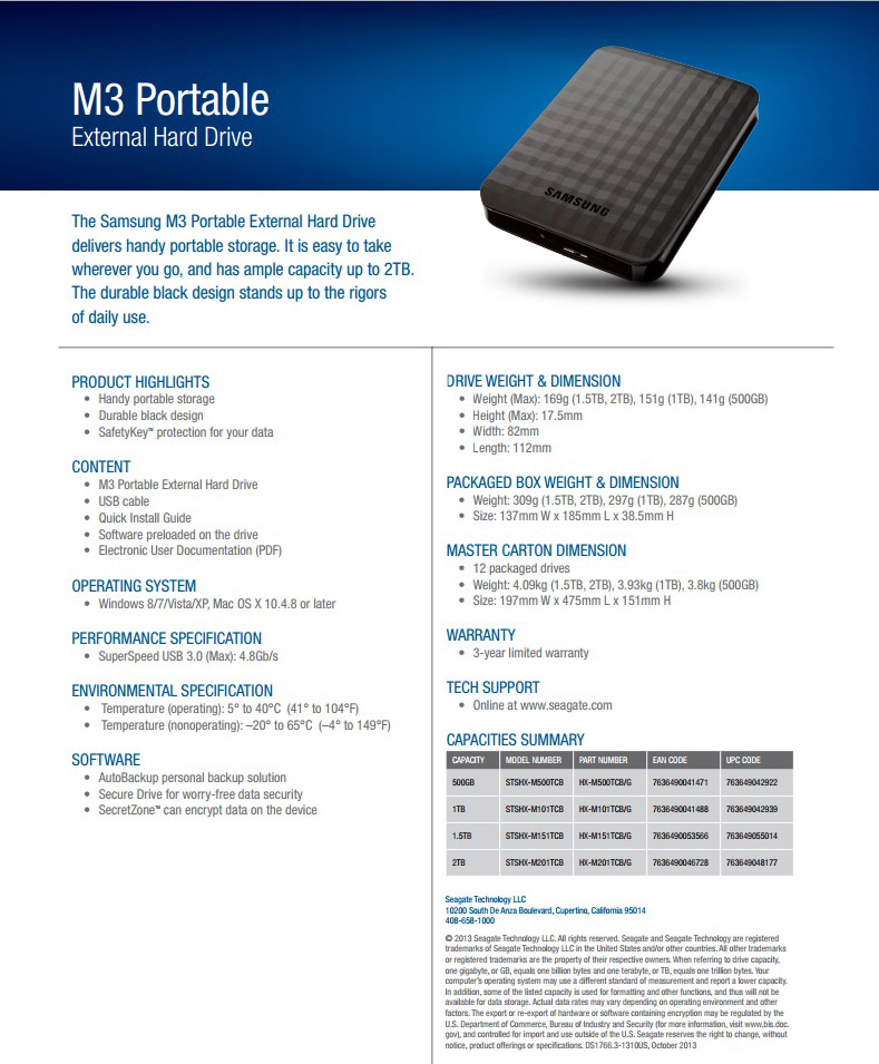 Samsung M3 2TB USB 3.0 Portable Hard Drive
